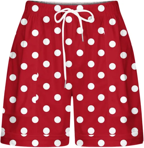 Miniatura 5 de Zquehuo Pantalones cortos casuales de lunares con cordón para mujer, pantalones cortos de verano 2023 con cintura elástica y bolsillos
