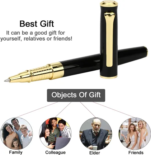 Miniatura 8 de YIVONKA Bolígrafo de lujo, línea de recambio negra, ancho de 0.02 pulgadas, el mejor regalo de bolígrafo de oficina para hombres y mujeres, Negro
