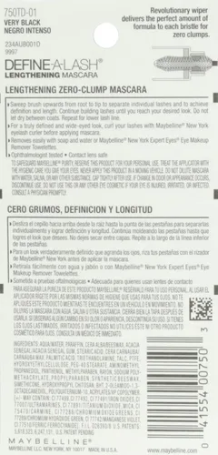 Miniatura 3 de Maybelline Máscara alargadora, muy negra, Define-A-Lash Fórmula lavable Pestañas de aspecto más largo Paquete de 2