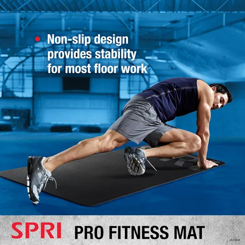 Miniatura 3 de SPRI Pro Fitness Matt de 0.472 pulgadas (0.472 in) - Tapete de ejercicio grueso para entrenamientos de piso, sentadillas, flexiones, estiramiento