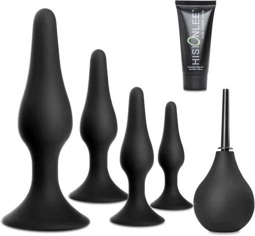 Miniatura 7 de Hisionlee? Juguete sexual 4 unidades. Juego de tapones anales de silicona médica Sensuality Sex Dolls, Hision10002, no, Negro, 4