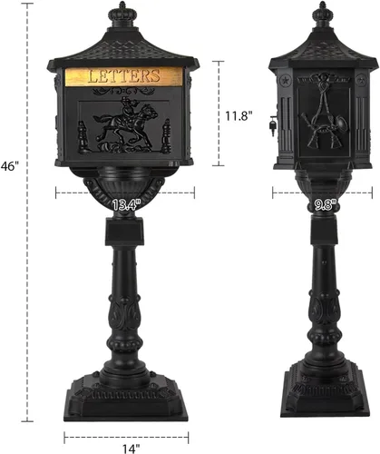 Miniatura 4 de Buzón de correo de aluminio fundido Polar Aurora, seguro, resistente, negro