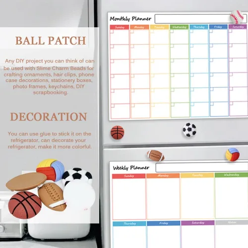 Miniatura 4 de YYMSEN 40 piezas de baloncesto, fútbol, voleibol, rugbyball, béisbol, cuentas de slime con parte trasera plana, dijes de resina para álbumes