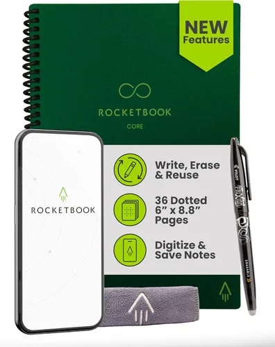 Miniatura 22 de Rocketbook Core - Cuaderno de espiral reutilizable, tamaño carta de 8.5 x 11 pulgadas, color azul marino, páginas punteadas, conectadas a