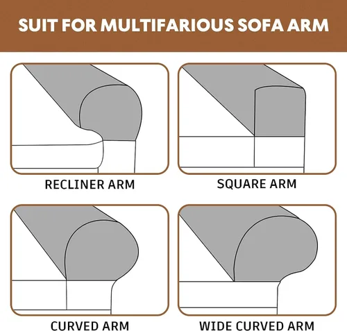 Miniatura 4 de RCFINE 2 fundas antideslizantes para reposabrazos de sofá, fundas elásticas para sillón, protector elástico para el hogar, oficina, sillón Gris claro