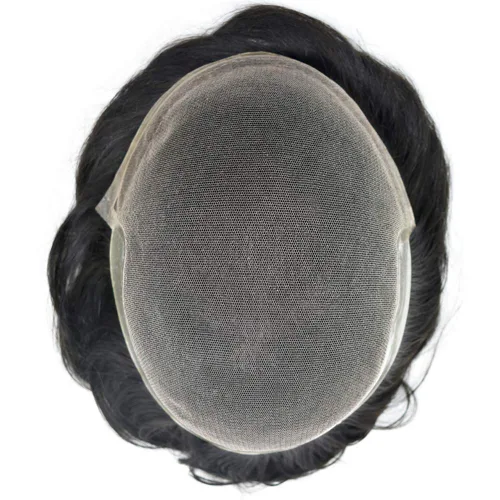 Miniatura 203 de Sistema de repuesto de cabello humano europeo con encaje frontal suizo para hombre, tupé para hombre, pieza de cabello, nudo blanqueado, línea #17