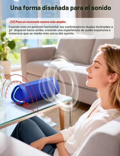 Miniatura 8 de Altavoz Bluetooth, sonido HD de 20 W, inalámbrico portátil, IPX5 impermeable, hasta 24 horas de reproducción, TWS, para hogar, fiesta, exterior, Azul