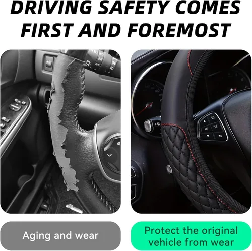 Miniatura 4 de Funda brillante para volante de automóvil, protector de cuero con diamantes de imitación de cristal para automóvil, accesorios de decoración