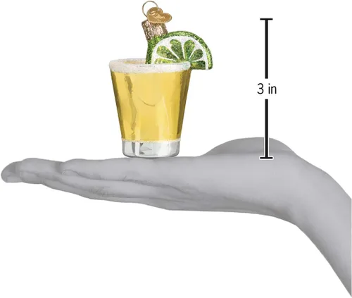 Miniatura 5 de Old World Christmas Adorno soplado de vidrio de tequila para árbol de Navidad, decoración navideña hecha a mano, colección de bebidas para adultos