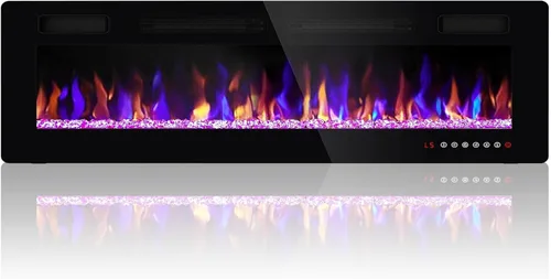 Miniatura 11 de Ludatido Chimenea eléctrica de 60 pulgadas montada en la pared/empotrada, inserto de chimenea eléctrica con 5100BTU para habitación de 410 pies Negro