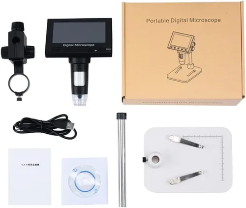 Miniatura 4 de Hemobllo Microscopio digital con soporte ajustable brillo aumento LED soporta idiomas para reparación y aprendizaje de placas de identificación