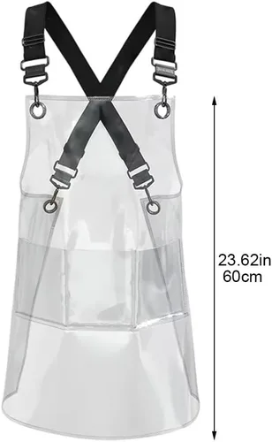 Miniatura 6 de Delantal transparente impermeable de TPU delantales unisex ajustable babero cocina cocineros trabajo delantal para cosmetología cafetería, pintura