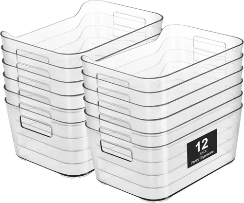 Miniatura 10 de Heyuzb Paquete de 8 cubos organizadores de plástico y 20 bolsas para congelador, organizadores de despensa multiusos y contenedores