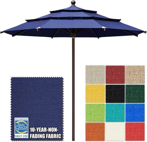 Miniatura 76 de EliteShade USA Sombrilla de Mercado de 10 Años Sin Decoloración de 9 Pies 3 Niveles Sombrilla de Patio Sombrilla de Mesa para Exteriores con Beige