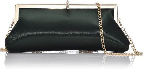 Bolsa de embrague clásica de satén de lujo con elegante bolso cruzado con diamantes de imitación para boda novia graduación graduación