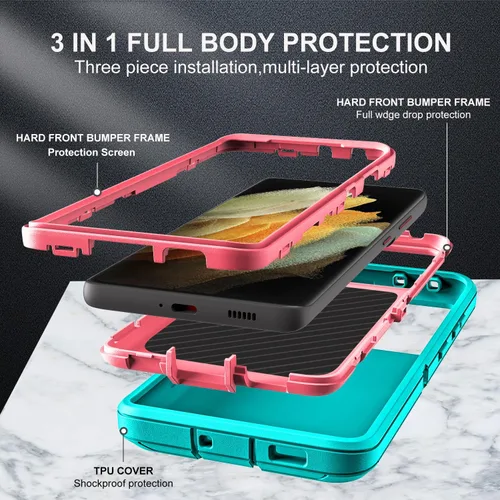 Miniatura 4 de YKHJKLEC Funda para Samsung Galaxy S21 Ultra, con 2 piezas [protector de pantalla de TPU flexible autorreparable y protector de lente de cámara]