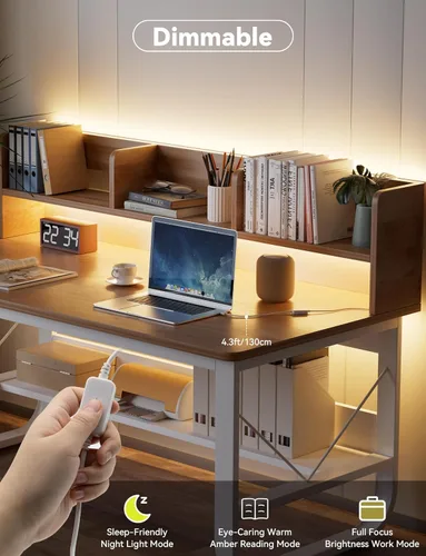 Miniatura 5 de MIWISE Tira de luces LED USB 5V, tira de luz LED COB súper brillante de 2700K blanco cálido con interruptor regulador táctil, cinta de luz regulable