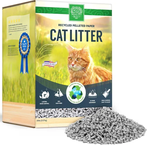 Small Pet Select Arena de papel peletizado reciclado para gatos, arena para gatitos, pellets no aglomerantes para gatos, para uso con caja de arena,