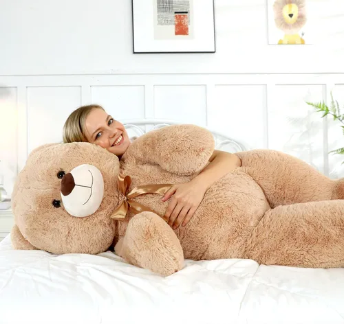 Miniatura 2 de MaoGoLan Oso de peluche gigante de 4 pies de crema, oso de peluche grande de 47 pulgadas, peluche suave para niños, decoraciones para Baby Shower