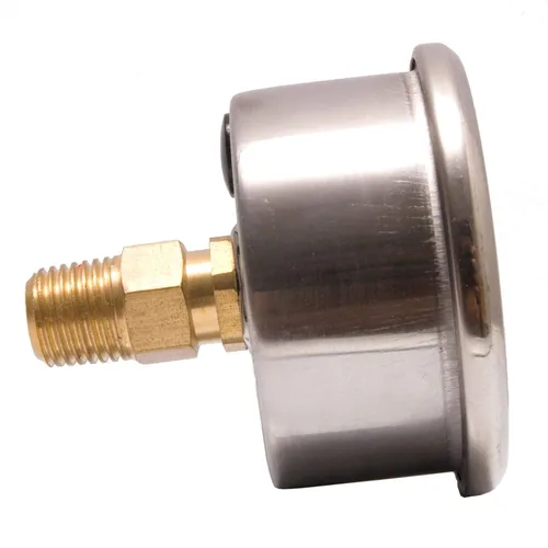 Miniatura 2 de Medidores de presión rellenos de líquido de 2 pulgadas - caja de acero inoxidable, latón, 1/4 "NPT, conexión de montaje trasero central, 0-4,000PSI