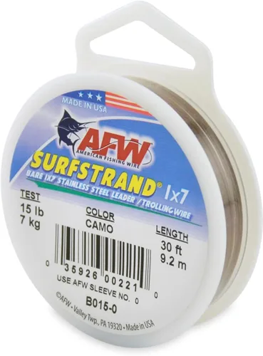 Miniatura 30 de Surfstrand Bare 1x7 Cable Líder de Acero Inoxidable - Línea Líder de Pesca para Agua Salada, 20lb Test - 325lb Test en Brillante, Camuflaje