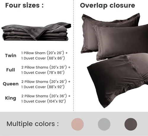 Miniatura 5 de Simple&Opulence - Juego de funda de edredón 100 % eucalipto Lyocell Tencel, 2 piezas, funda de edredón transpirable y refrescante, suave y sedosa