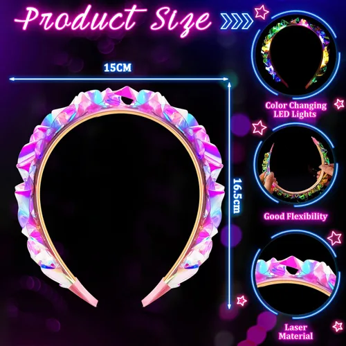 Miniatura 2 de Tigeen Light up Headband LED Glow Headbands Glow in The Dark Headband LED Hair Accessories for Wedding Party Favor