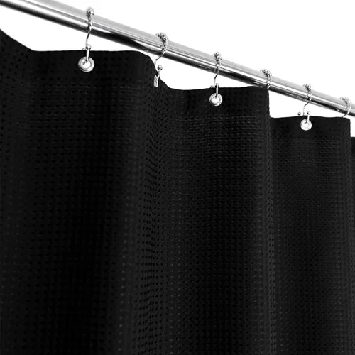 Miniatura 9 de Barossa Design Cortina de ducha blanca con tejido gofre, calidad de lujo, cortinas de ducha de tela para baño, tela con patrón de piqué, repelente