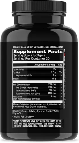 Miniatura 7 de Jocko Fuel Suplemento de aceite de pescado Omega 3 de 2000 mg - Suplemento de ácido graso sin eructos, capturado en la naturaleza, potente