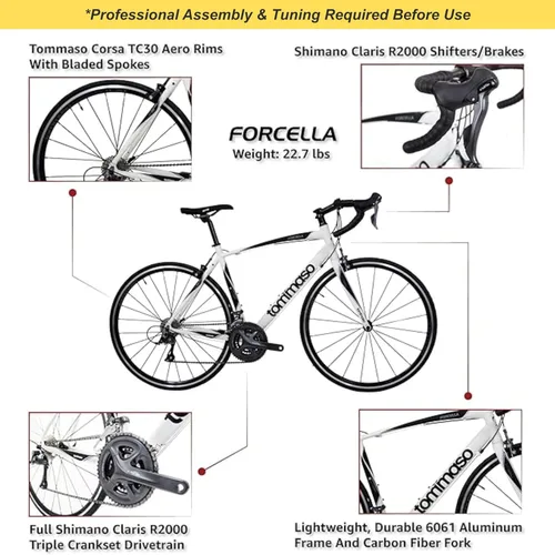 Miniatura 2 de Tommaso Forcella Sport Bike Performance Aluminum Road Bike Carbon Shimano Claris 24 Speeds Road Bicycle Men Road Bikes for Men