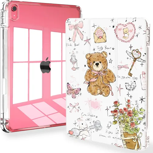 Miniatura 34 de Feams Funda para iPad (A16) 11ª generación de 11 pulgadas 2025, iPad de 10.9 pulgadas 2022, cubierta trasera transparente delgada de tres pliegues