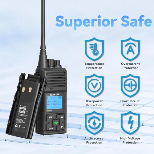 Miniatura 4 de AMCOM - Walkie Talkies comerciales de 5 W, paquete de 2 con micrófono de altavoz IP67 impermeable, llamadas grupales de largo alcance radio