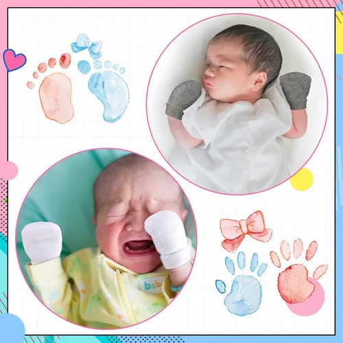 Miniatura 4 de 12 pares de guantes prematuros para niñas y niños prematuros, guantes prematuros para bebés prematuros para recién nacidos y niños pequeños