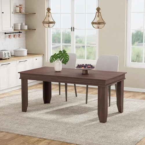 Miniatura 15 de GarveeHome Mesa de comedor de granja para 6-8 personas, mesas de cocina de 71 pulgadas de largo con marco resistente de madera, mesa rectangular