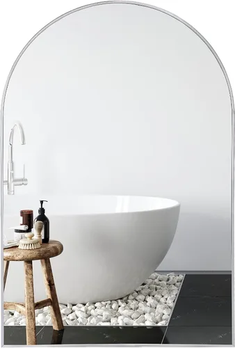 Miniatura 7 de Camden Reed Espejo de pared de metal de arco redondeado de 24 x 36 pulgadas, marrón claro, espejo para entrada, sala de estar, baño, dormitorio