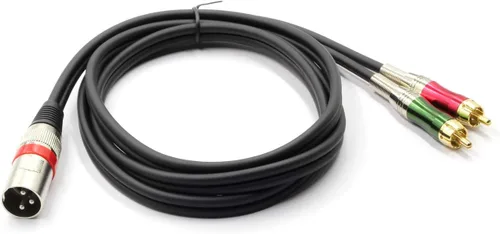 Miniatura 7 de XLR macho a 2 adaptadores de enchufe RCA Phono Cable de conexión divisor en Y, 1 XLR de 3 pines a conector RCA dual de audio estéreo (4.9 ft)