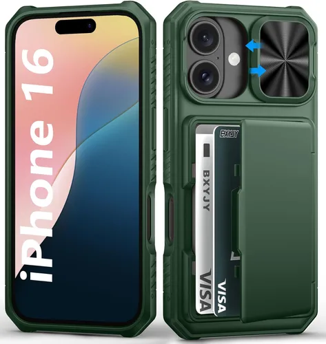 Miniatura 56 de BXYJY Funda tipo cartera para iPhone 15 Pro con tarjetero (4-5 tarjetas) y cubierta deslizante para cámara y soporte, protección contra caídas