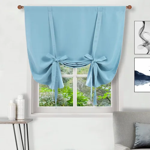 Miniatura 70 de DWCN Cortinas Opacas - Persiana Enrollable con Lazos para Ventana, Aislamiento Térmico, Oscurecimiento de Habitación, Cortinas con Bolsillo