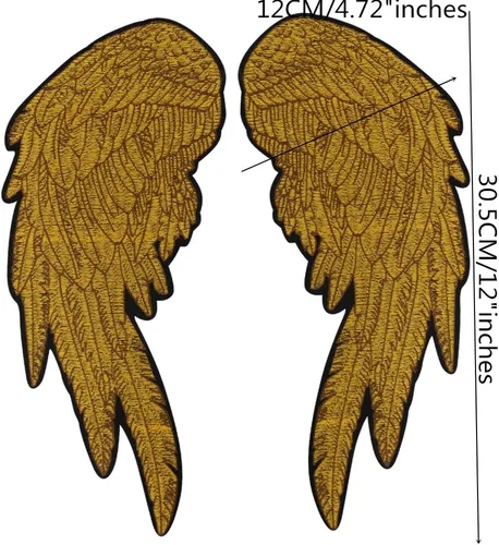 Miniatura 3 de Parches de alas de ángel para planchar con alas doradas bordadas para motocicleta, motivo para ropa de bricolaje, alas doradas, accesorios de ropa