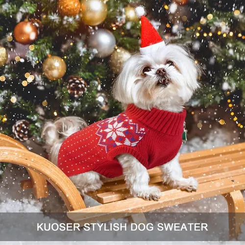 Miniatura 5 de Kuoser Suéter de Navidad para perro, suéteres de Navidad suaves y cálidos para perros pequeños, medianos y grandes, niño y niña, suéter cómodo