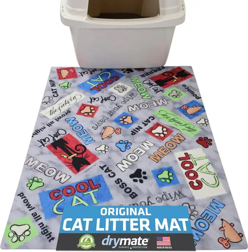 Miniatura 9 de Drymate - Tapete para gatos, contra desorden de caja de arena, a prueba de orina, absorbente/impermeable, 20 x 28 pulgadas, azul