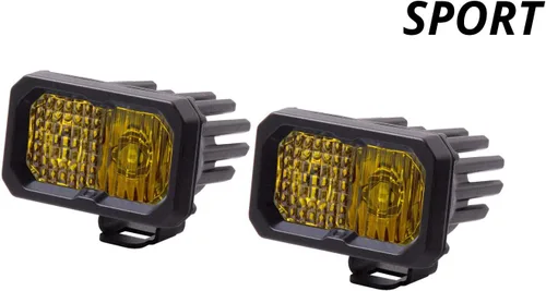 Miniatura 2 de Diode Dynamics C2 1.0 SAE Pod LED deportivo estándar amarillo (par), Combo con retroiluminación ámbar