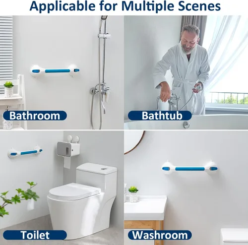 Miniatura 7 de TAILI Barra de Agarre para Ducha con Ventosa, Barras de Agarre para Bañeras y Duchas, Mango de Baño Resistente, Pasamanos de Baño Removibles