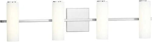 Miniatura 2 de Progress Lighting Colonnade LED Collection - Lámpara de tocador de baño de cristal blanco grabado con 4 luces, cromo pulido