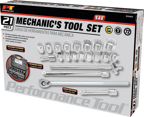 Miniatura 5 de Performance Tool W34904 Juego de llaves SAE de 3/4 pulgadas, 21 piezas, 1 paquete