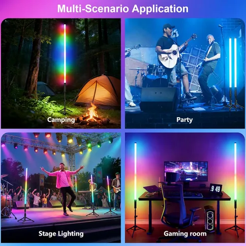 Miniatura 7 de LUXCEO Paquete de 2 barras de luz de tubo RGB (2.8 pies) con soporte, varilla de luz LED de video alimentada por batería para DJ y fotografía