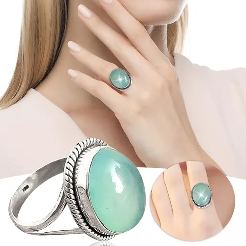 Miniatura 2 de Anillo de cristal con patrón vintage de jade para propuesta de cumpleaños, novia, anillo de fiesta de compromiso (verde menta, 9)