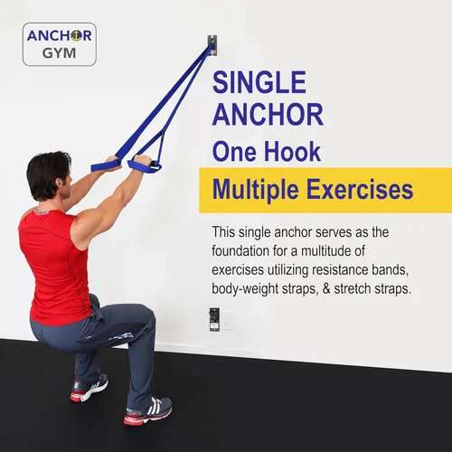 Miniatura 5 de Anchor Gym Anclaje de montaje en pared para entrenamiento – Estación de ejercicio de anclaje de entrenamiento para correas de peso corporal, bandas