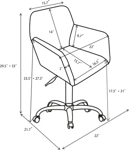 Miniatura 3 de Silla moderna de peluche para oficina en casa, bonita silla de escritorio tapizada con patas de metal dorado, silla giratoria ajustable con ruedas