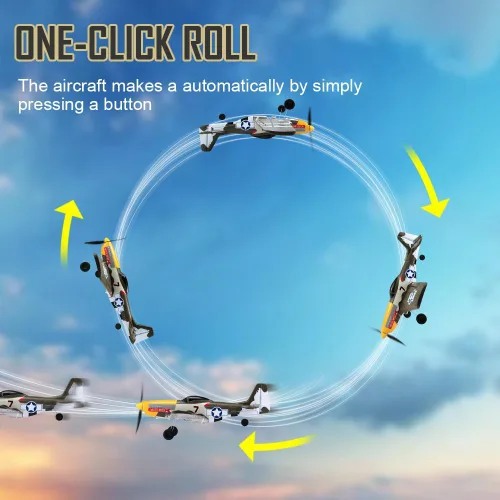 Miniatura 5 de ANTSIR Avión RC P51 para adultos y niños, avión de control remoto de 4 canales con Aileron/timón/elevador/giroscopio, planeador de caza Mustang